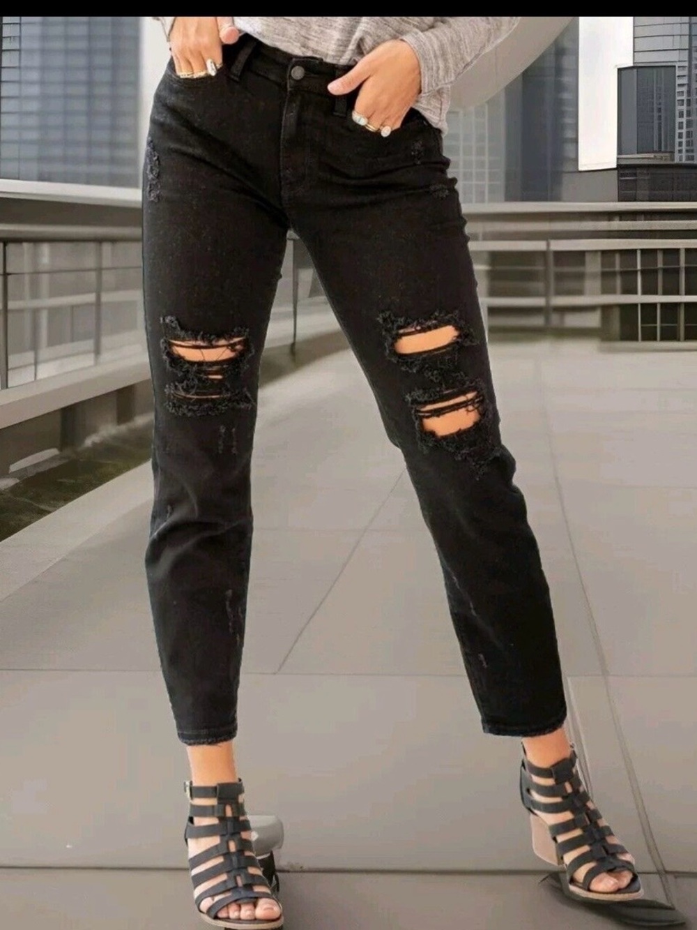 Judy Blue high waist boyfriend jeans in Black Size 14, Like New